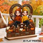 Fall Season Vibe Best Friends Are Family - Personalized 2-Layered Wooden Plaque - Fall Gift For Besties