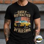 Custom Photo Easily Distracted by Old Cars Classic Car Guy Funny Vintage Shirt