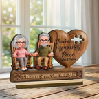 3D Effect Old Couple Sitting On Rocking Chair My Missing Piece - Personalized 2-Layered Wooden Plaque