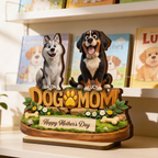 Happy Mother's Day Dog Mom - Personalized 2-Layered Wooden Plaque - Gift for Dog Lovers