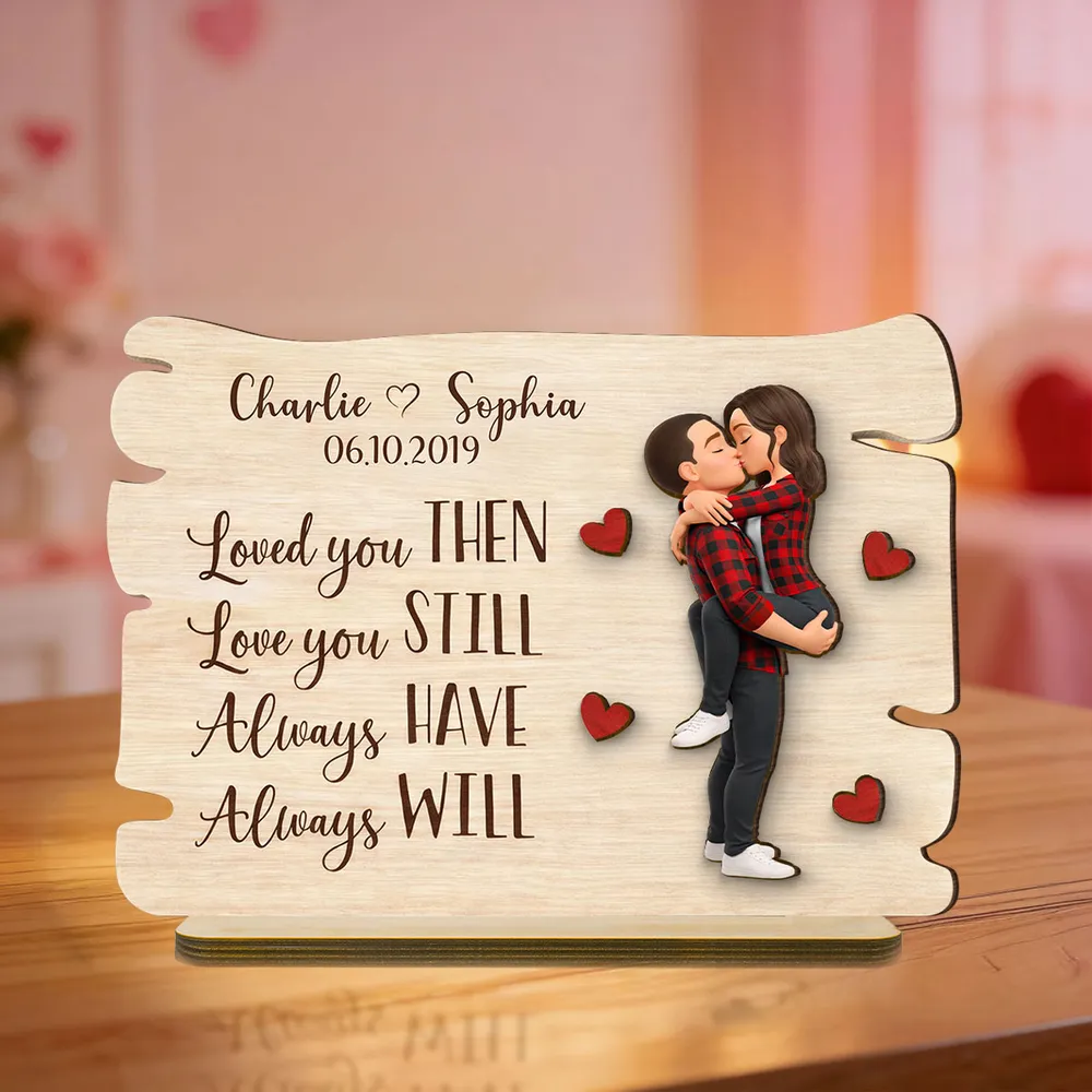 Love You Then Love You Still - Personalized 2-Layered Wooden Plaque - Anniversary, Valentine's Day Gift, Gift For Him, Gift For Her
