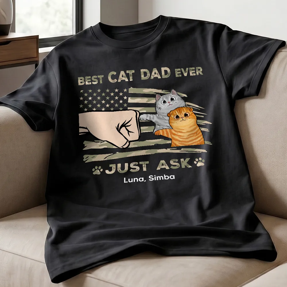 Best Cat Dad Ever Nation Flag - Personalized Shirt - Father's Day Gift For Cat Dad, Patriotic 4th Of July Gift, USA 250th Anniversary