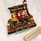 Fall Season Lamp Post Besties Forever - Personalized 2-Layered Wooden Plaque - Fall Gift For Besties