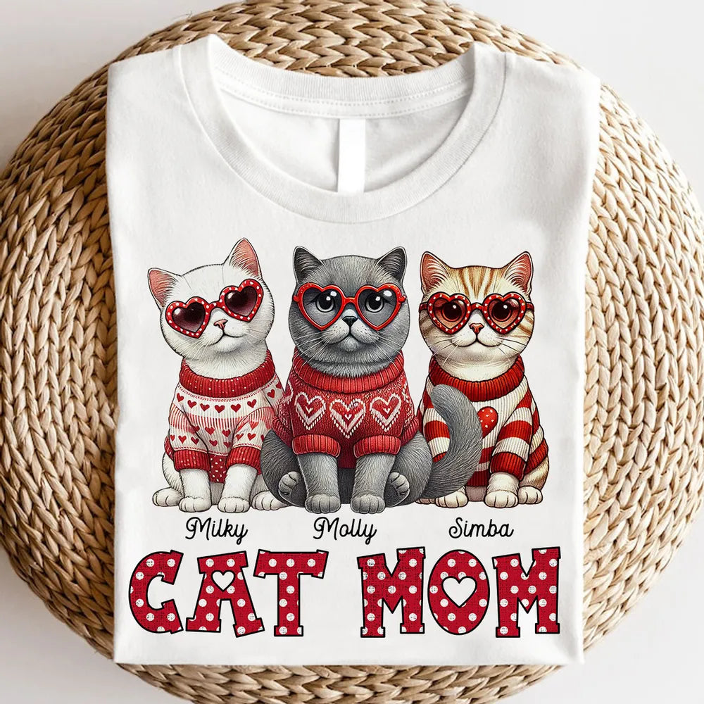 Cat Mom Pattern Personalized Shirt, Gift for Cat Moms