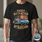 Custom Photo Easily Distracted by Old Cars Classic Car Guy Funny Vintage Shirt