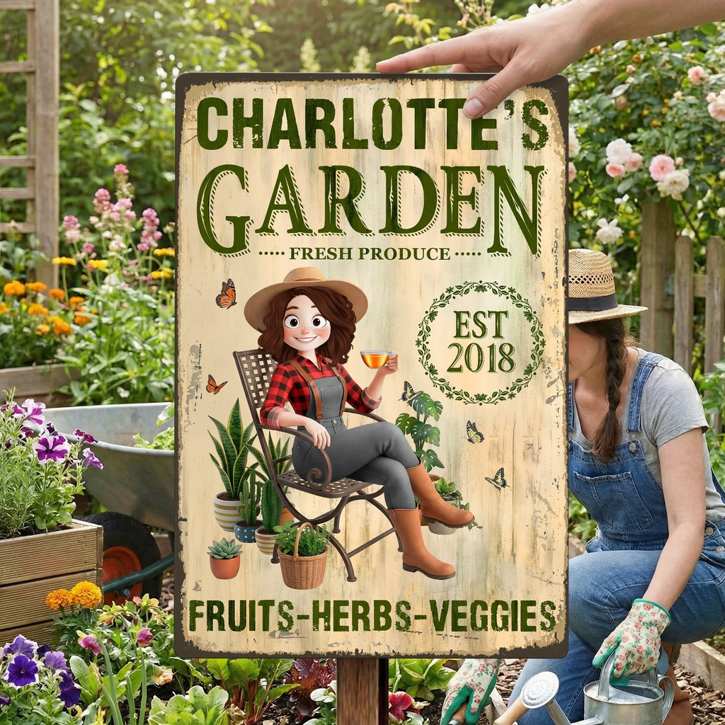 Garden Herbs And Veggie Best Decor Sign - Personalized Metal Sign