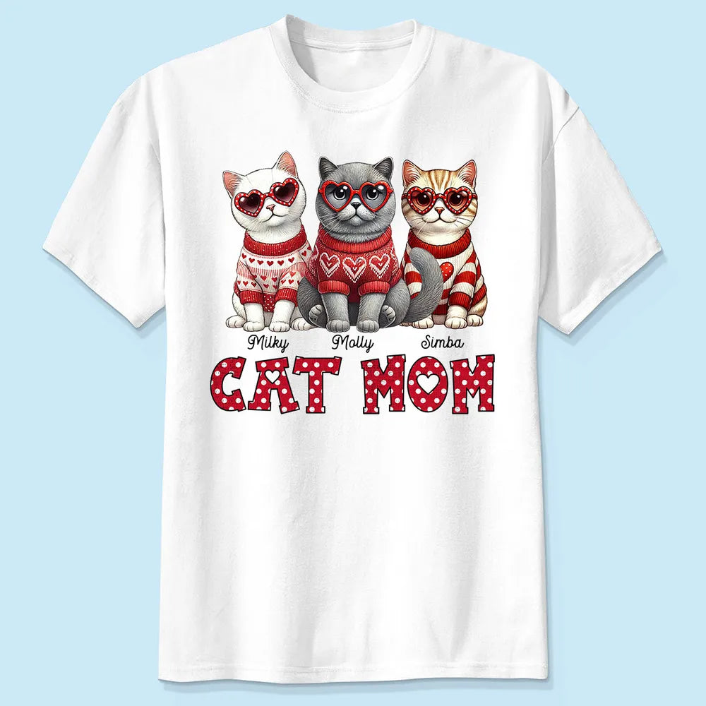 Cat Mom Pattern Personalized Shirt, Gift for Cat Moms