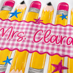 Pencil Gingham Stripes Teacher Custom Name - Personalized Shirt - Back To School Gift for Teachers