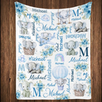 Elephant Love - Personalized Fleece Blanket