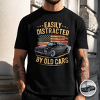 Custom Photo Easily Distracted by Old Cars Classic Car Guy Funny Vintage Shirt