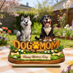 Happy Mother's Day Dog Mom - Personalized 2-Layered Wooden Plaque - Gift for Dog Lovers