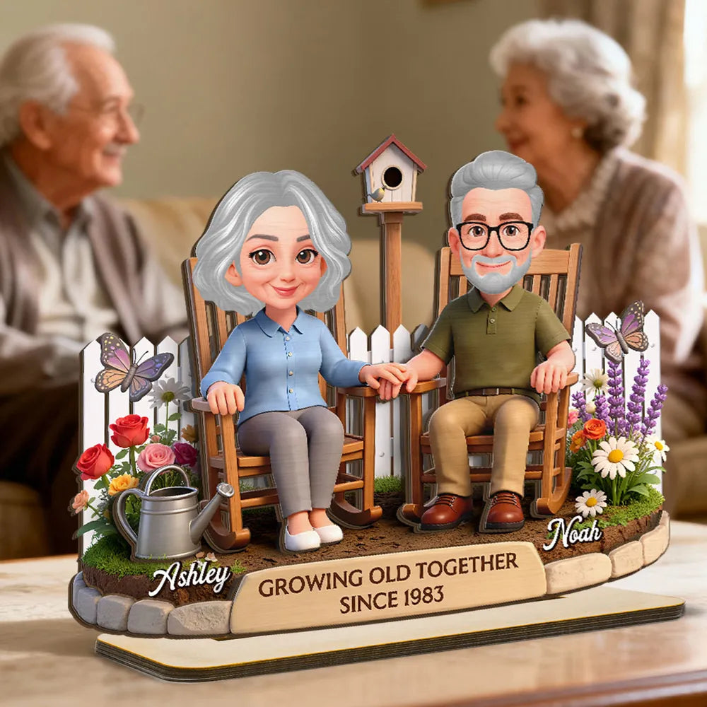 Eternal Love Couple Backyard Garden Growing Old Together - Personalized 2-Layer Wooden Plaque - Heartfelt Valentine's Day, Anniversary Gift For Couple, Gift For Him, For Her