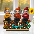 Western Fall Vibe Besties Sitting - Personalized 2-Layered Wooden Plaque - Meaningful Gift For Best Friend