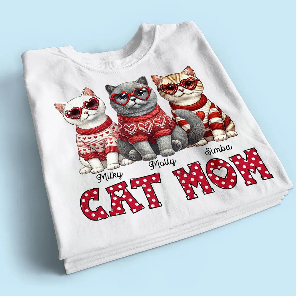 Cat Mom Pattern Personalized Shirt, Gift for Cat Moms