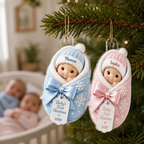 Baby's First Christmas Baby In Swaddle Blanket 2D Flat - Personalized Acrylic Ornament - 1st Christmas Keepsake