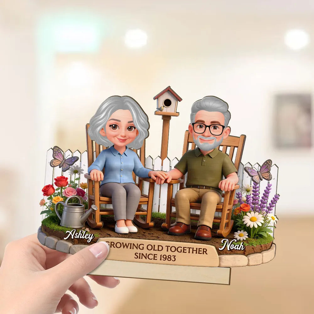 Eternal Love Couple Backyard Garden Growing Old Together - Personalized 2-Layer Wooden Plaque - Heartfelt Valentine's Day, Anniversary Gift For Couple, Gift For Him, For Her