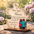 Thank You for Being Such an Important Piece of My Life Mom - Personalized 2-Layered Wooden Plaque - Heartfelt Gift for Mom