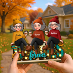 Western Fall Vibe Besties Sitting - Personalized 2-Layered Wooden Plaque - Meaningful Gift For Best Friend
