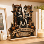 Skeleton Besties Until We Die 2D Flat - Personalized 2-Layered Wooden Plaque - Funny Work Bestie Gift, Halloween Keepsake For Best Friends