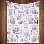 Elephant Love - Personalized Fleece Blanket