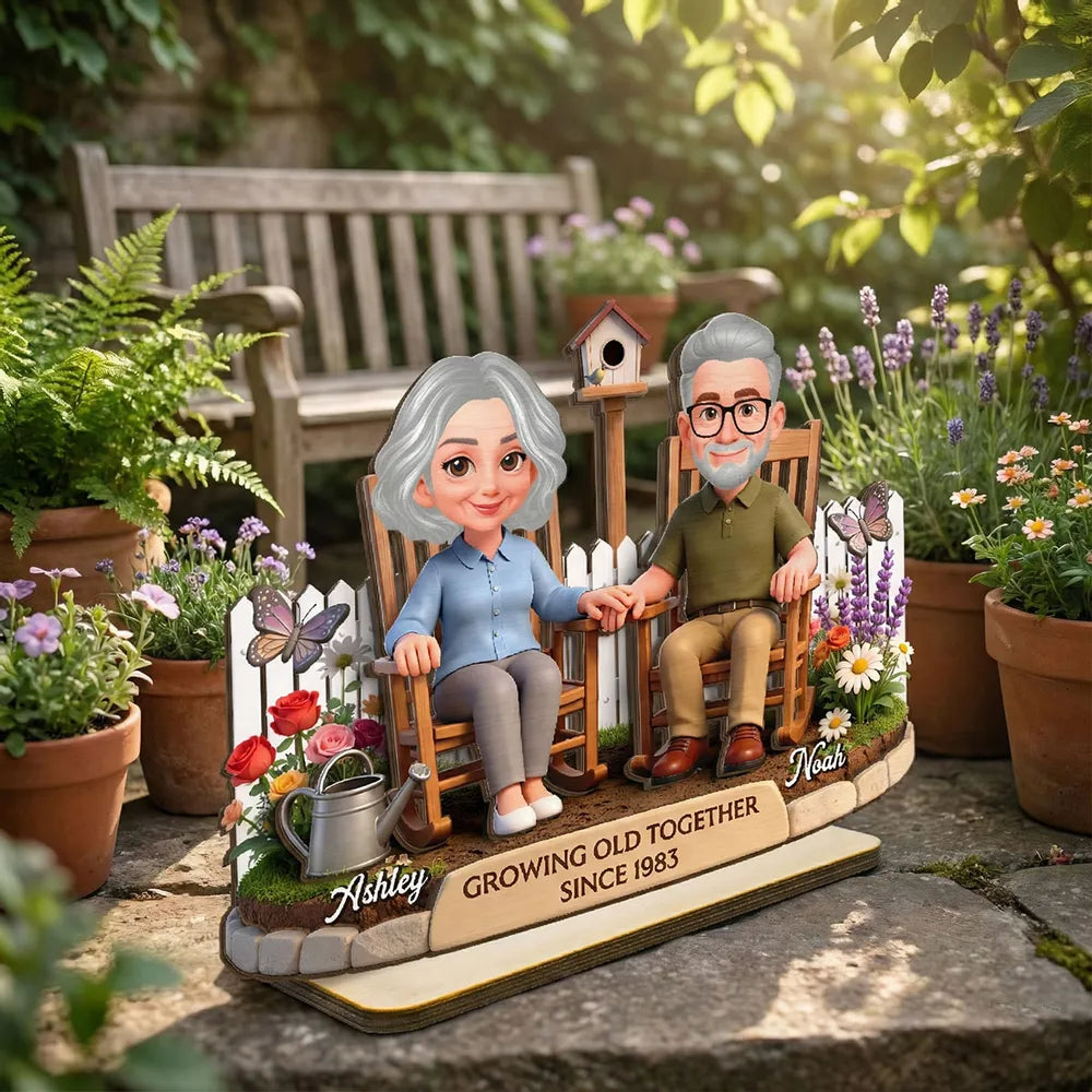 Eternal Love Couple Backyard Garden Growing Old Together - Personalized 2-Layer Wooden Plaque - Heartfelt Valentine's Day, Anniversary Gift For Couple, Gift For Him, For Her