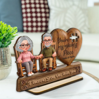 3D Effect Old Couple Sitting On Rocking Chair My Missing Piece - Personalized 2-Layered Wooden Plaque