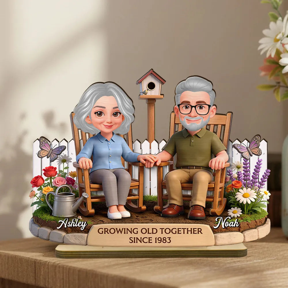 Eternal Love Couple Backyard Garden Growing Old Together - Personalized 2-Layer Wooden Plaque - Heartfelt Valentine's Day, Anniversary Gift For Couple, Gift For Him, For Her