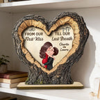 From First Kiss Till Last Breath Couple Kissing 2D Flat - Personalized 2-Layered Wooden Plaque - Anniversary Gift, Valentine's Gift For Him, For Her