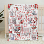 Elephant Love - Personalized Fleece Blanket