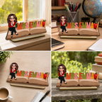 Open Book Teacher Name Sign - Personalized Wooden Plaque - Back To School Gift
