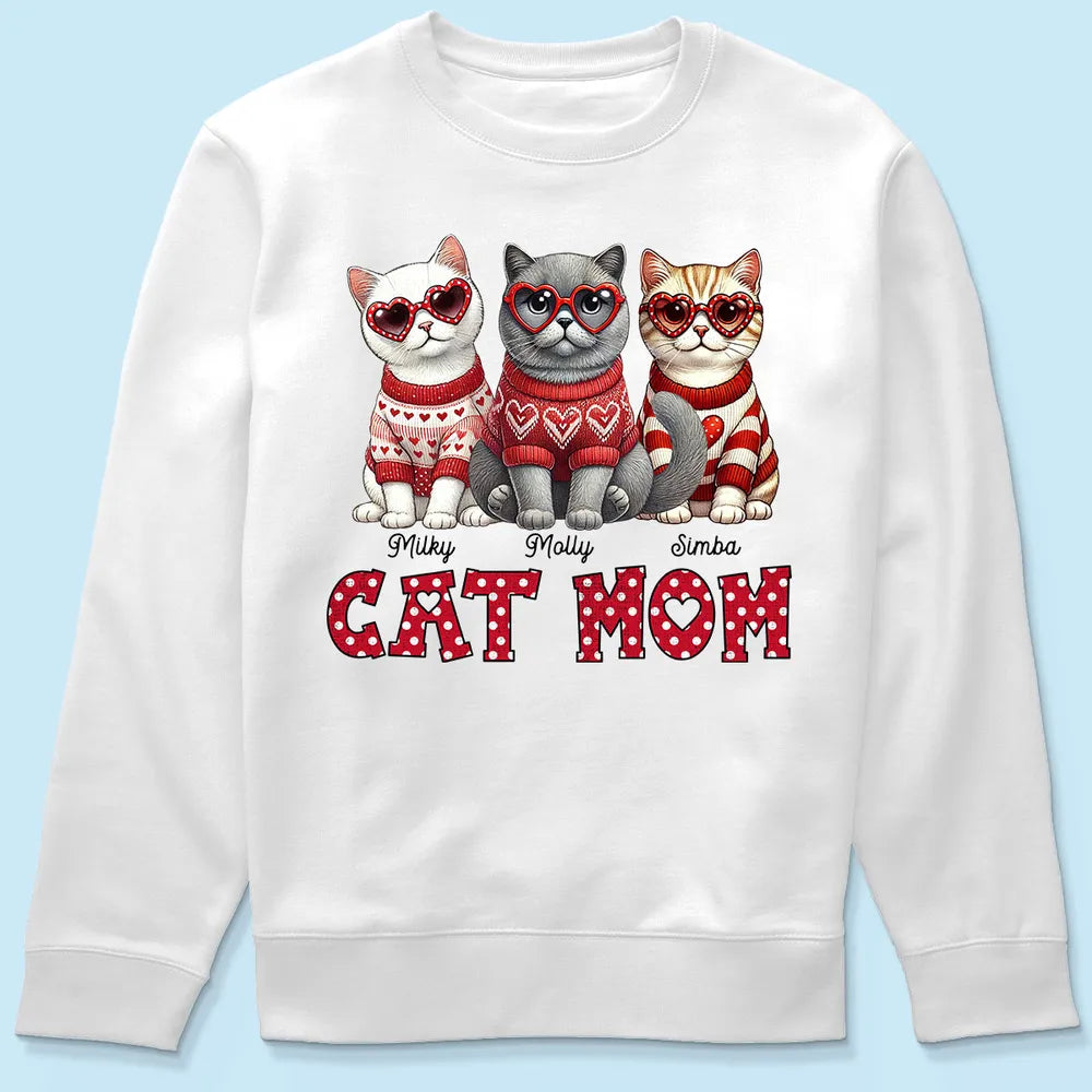 Cat Mom Pattern Personalized Shirt, Gift for Cat Moms