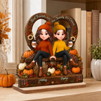Fall Season Vibe Best Friends Are Family - Personalized 2-Layered Wooden Plaque - Fall Gift For Besties