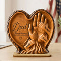 Dad Holds Kids Hands - Personalized 2-Layered Wooden Plaque - Heartfelt Gift For Dad, Husband