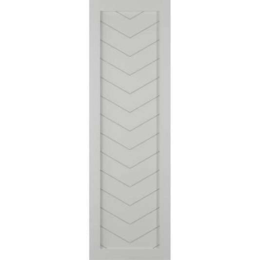 18 in. x 37 in. PVC Single Panel Chevron Modern Style Fixed Mount Board and Batten Shutters in Hailstorm Gray