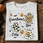 Grandma's Boo Crew Checkered Leopard Polka Dot Ghosts - Personalized Shirt - Perfect Halloween Costume for Grandma