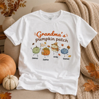 Grandma's Pumpkin Patch Cute Characters - Personalized Shirt - Fall Season Shirt For Grandma, Mom