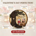 Old Couple Rocking Chair Under Heart Carved Tree - Personalized 2-Layered Wooden Plaque - Valentine's Day Gift For Couple