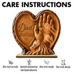 Dad Holds Kids Hands - Personalized 2-Layered Wooden Plaque - Heartfelt Gift For Dad, Husband