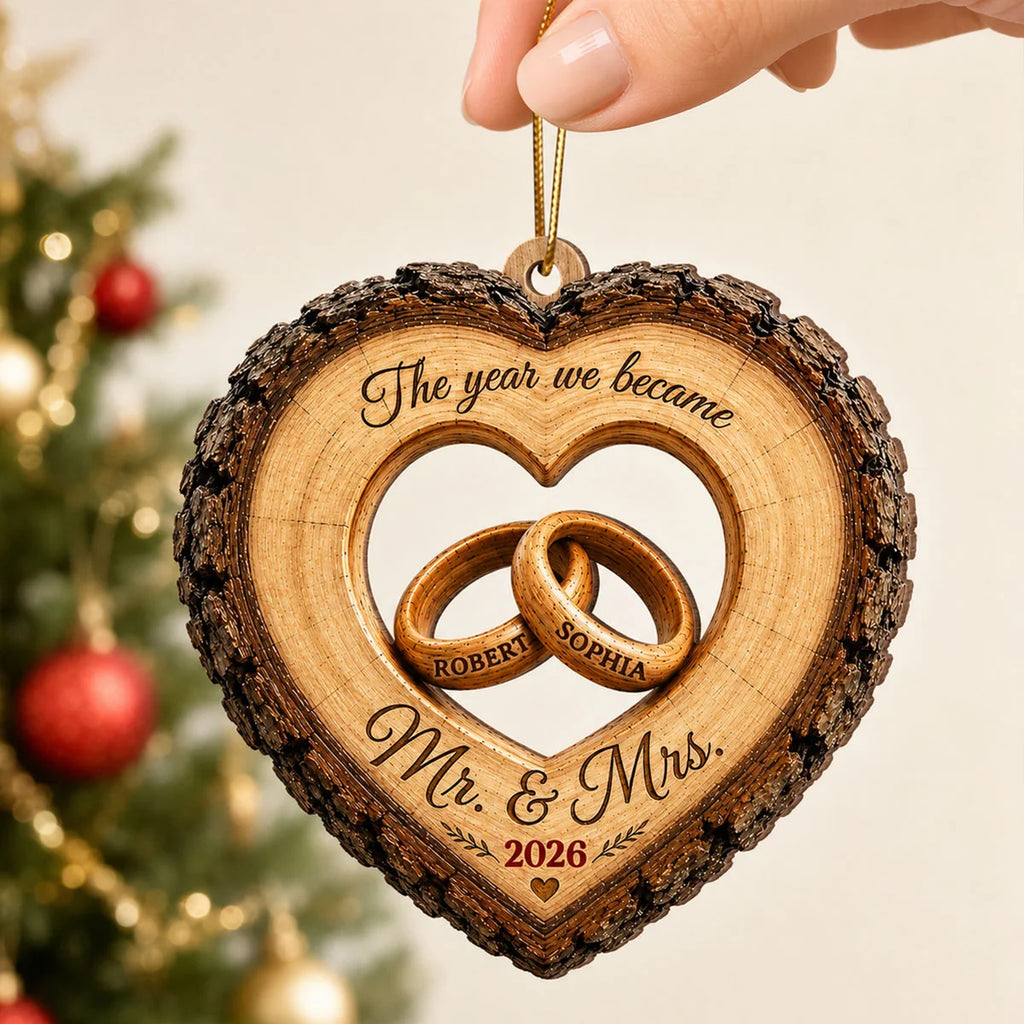 Together Forever Couple Anniversary 2D Flat - Personalized Wooden Ornament - Heartfelt Gift for Her, for Him