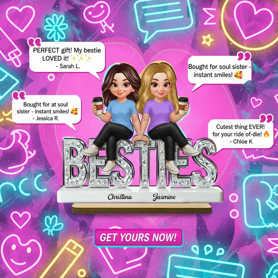 Beautiful Besties Forever - Personalized 2-Layered Wooden Plaque - Gift For Best Friends