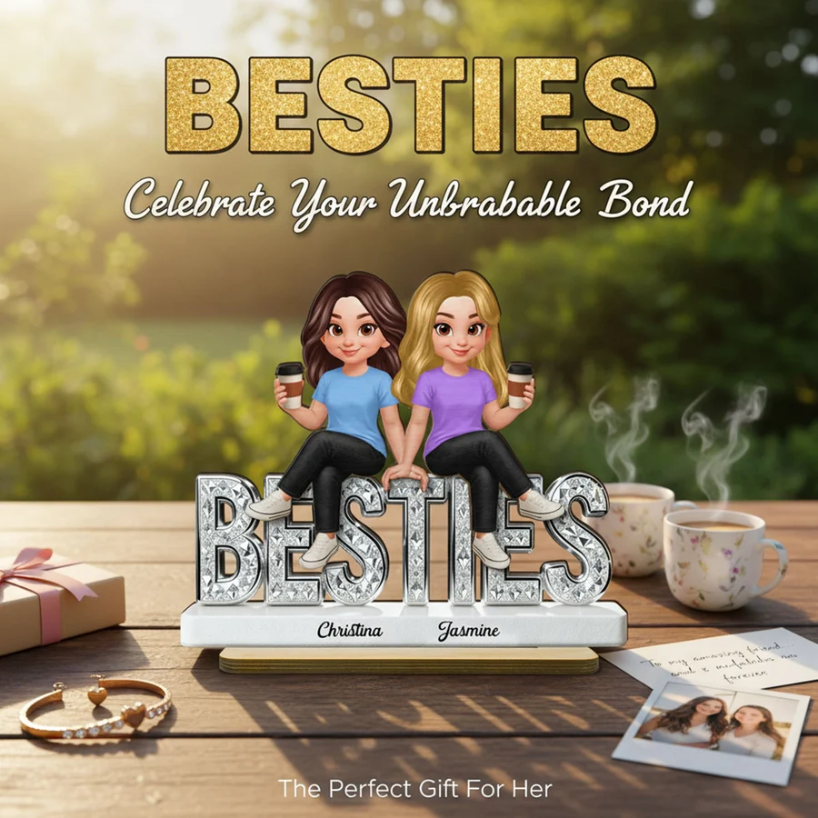 Beautiful Besties Forever - Personalized 2-Layered Wooden Plaque - Gift For Best Friends