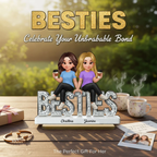Beautiful Besties Forever - Personalized 2-Layered Wooden Plaque - Gift For Best Friends