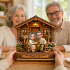 Eternal Love Couple Growing Old Together Cabin Wood House - Personalized 2-Layered Wooden Plaque - Anniversary Gift For Couple