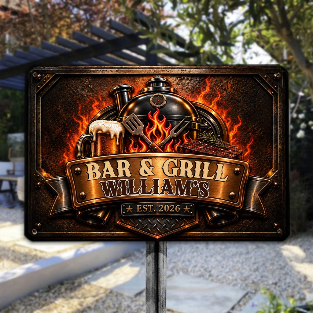 Grill Flame - Personalized Metal Sign