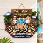 Welcome To Our Pool & Patio - Personalized Wood Sign - Gift For Couple, Summer Patio Pool Decoration