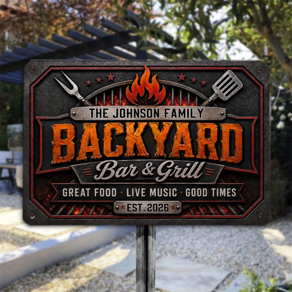 Bar And Grill - Personalized Metal Sign