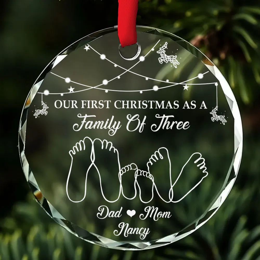 As A Family Of Three - Personalized Glass Ornament