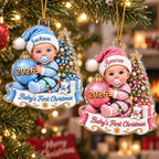 Custom Baby First Christmas - Personalized Acrylic Ornament - Christmas Gift for New Mom, New Dad, First Christmas Keepsake, Newborn Baby Gift