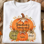 Grandma & Grandpa's Pumpkin Patch Watercolor - Personalized Shirt - Fall Season Gift For Grandparents