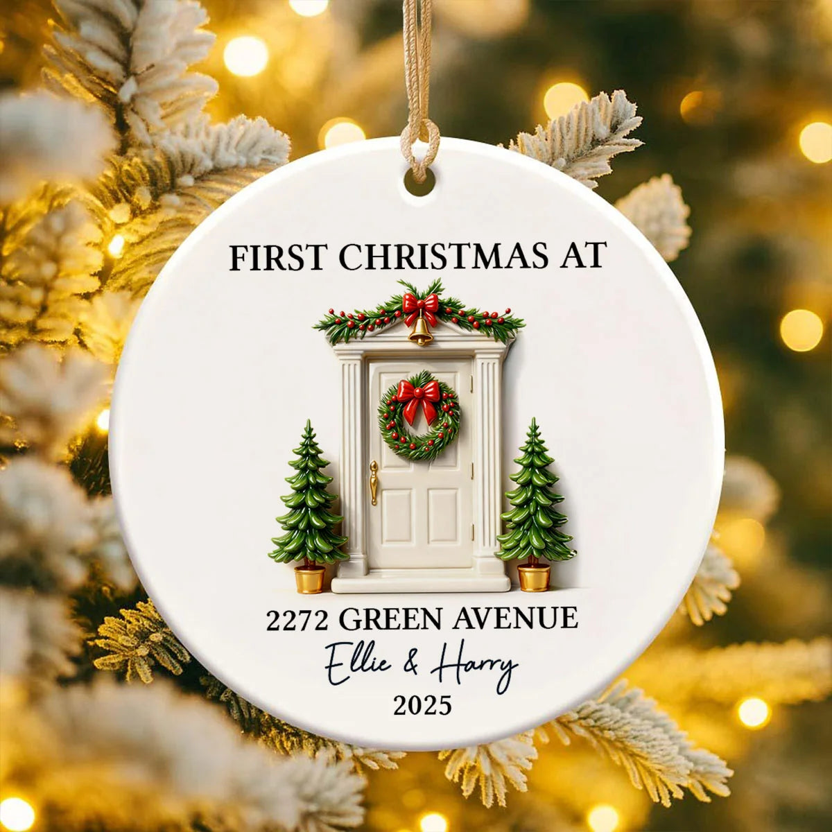 First Christmas New Home 3D Effect - Personalized Ceramic Ornament - New Home Decor